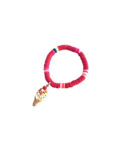 Polimer Boncuklu Bileklik - Rainbow Dondurma / Beaded Bracelet - Rainbow Icecream