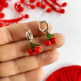 Cam Kiraz Küpe / Glass Cherry Earring