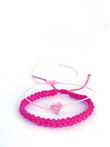 Çift Makrome Bileklik - Pembe / Set of Two Macrame Bracelets - Pink