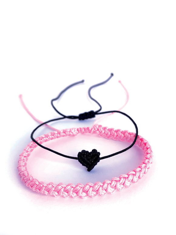 Çift Makrome Bileklik - Pembe2 / Set of Two Macrame Bracelets - Pink2