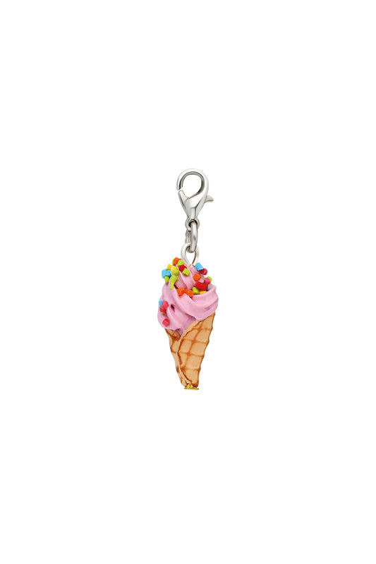 Pink Ice Cream Ornament - Silver Hook