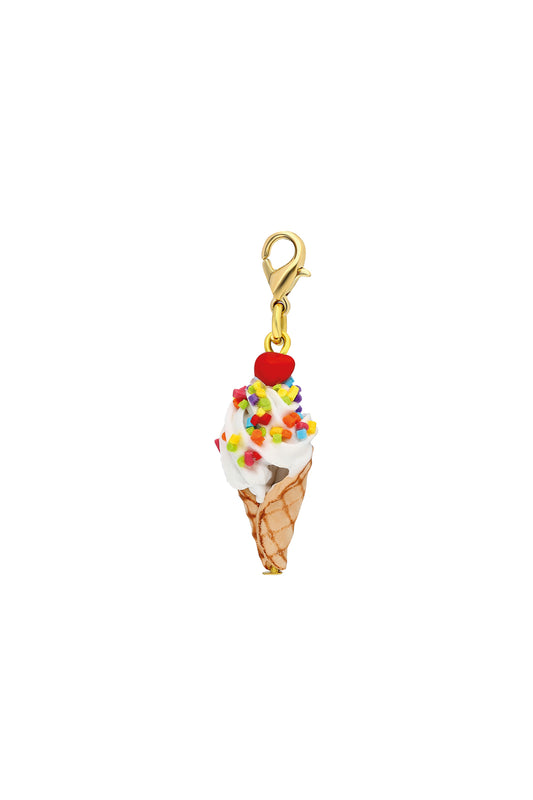 Rainbow Ice Cream Ornament - Gold Hook