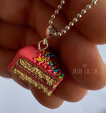 Pasta Dilimi Gümüş Kolye - Pembe / Cake Silver Necklace-Pink