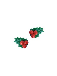 Yılbaşı Kokina Klips Küpe / Holly Clip-on Earring