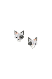 Miyuki Kedi Klips Küpe - Gri / Miyuki Cat Clip-on Earring - Grey