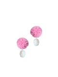 İncili Ponpon Klips Küpe - Pembe / Pearl Ponpon Clip-on Earring - Pink