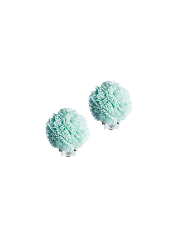 Ponpon Klips Küpe - Su Yeşili  / Ponpon Clip-on Earring - Light Turquoise