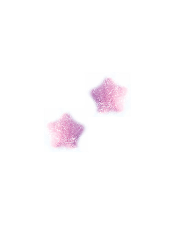 Tüylü Yıldız Klips Küpe - Pembe  / Fluffy Star Clip-on Earring - Pink