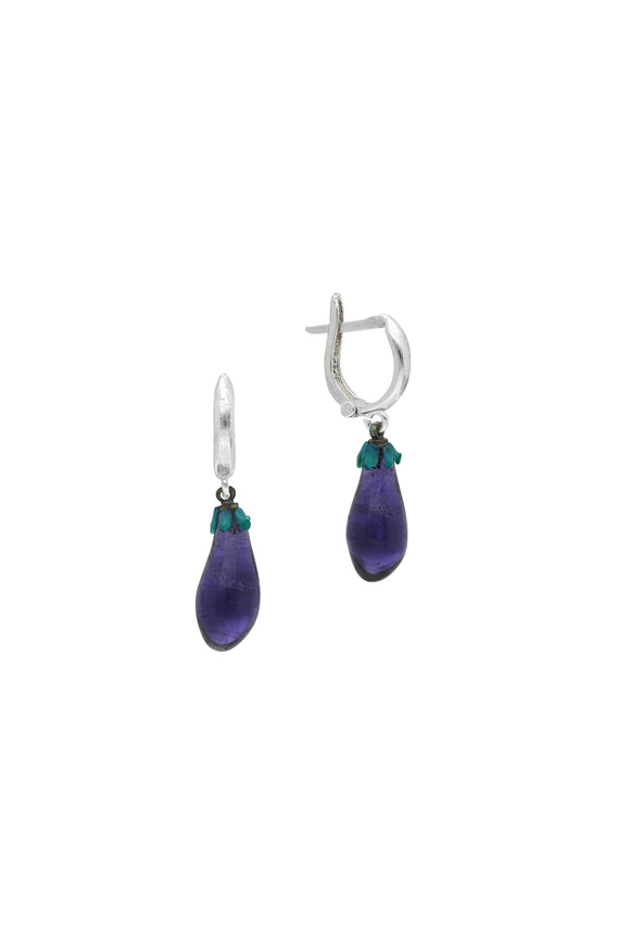 Cam Patlıcan Küpe / Glass Aubergine Earring