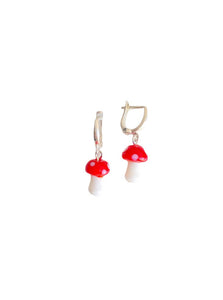 Cam Mantar Küpe / Glass Mushroom Earring