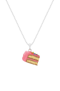 Pasta Dilimi Gümüş Kolye - Pembe / Cake Silver Necklace-Pink