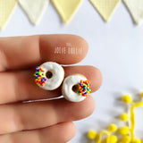 Donut Klips Küpe - Beyaz / Donut Clips Earring - White