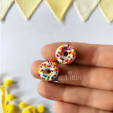 Donut Klips Küpe - Beyaz Sprinkle / Donut Clips Earring - White Sprinkle