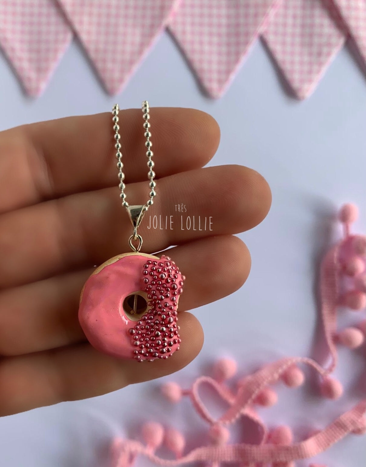 Donut Silver Necklace - Pearl