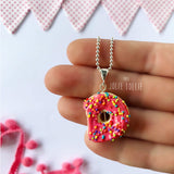 Donut Gümüş Kolye - Pembe Sprinkle / Donut Silver Necklace - Pink Sprinkle