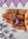 Donut Gümüş Kolye - Mor / Donut Silver Necklace - Purple