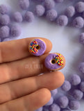 Donut Klips Küpe - Mor / Donut Earring - Purple