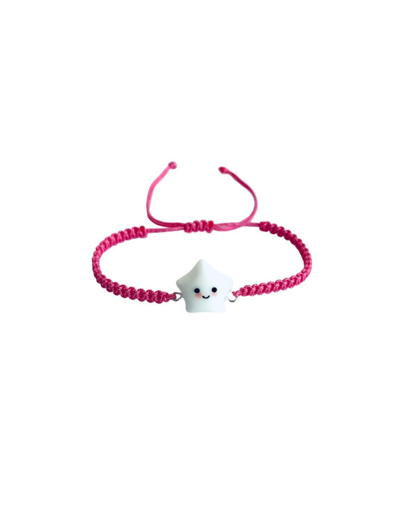 Gece Parlayan Yıldız Bileklik - Koyu Pembe / Glow in the Dark Star Bracelet - Dark Pink