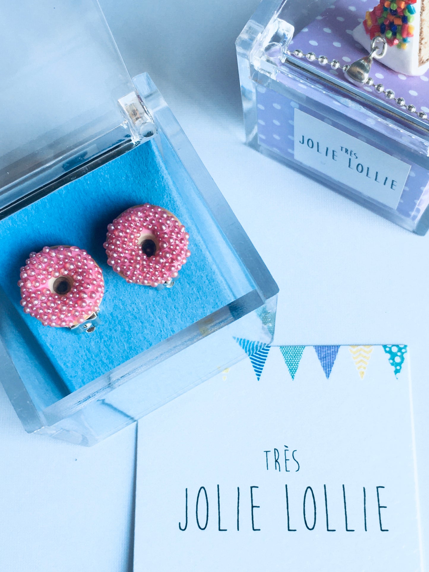 Donut Clip Earrings - Pearl Sprinkle