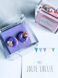 Donut Klips Küpe - Mor / Donut Earring - Purple