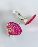 Deniz Kızı Kabuğu Klips Küpe - Macenta / Mermaid Sea Shell Clip-on Earring - Hot Pink