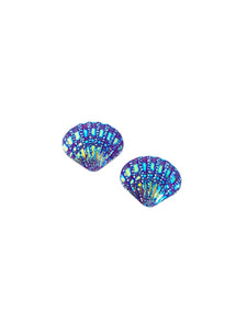 Deniz Kızı Kabuğu Klips Küpe - Mor / Mermaid Sea Shell Clip-on Earring - Purple