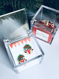 Yılbaşı Miyuki Kardan Adam Klips Küpe / Miyuki Snowman Clip-on Earring