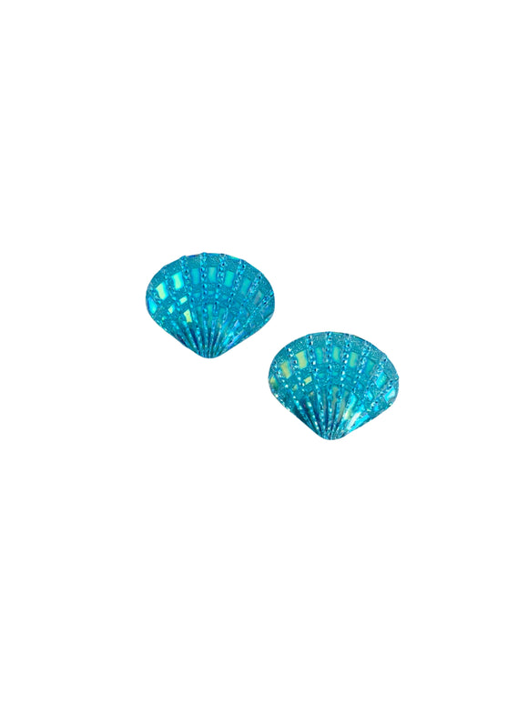 Deniz Kızı Kabuğu Klips Küpe - Turkuaz / Mermaid Sea Shell Clip-on Earring - Turquoise