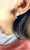 Boncuklu Bloom Button Klips Küpe - Somon / Beaded Bloom Button Clip-on Earring - Salmon