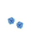 Çiçek Klips Küpe - Mavi Gül / Flower Clips Earring - Blue Rose