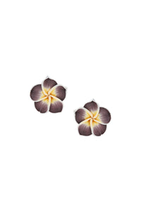 Çiçek Klips Küpe - Kahve / Flower Clips Earring - Brown