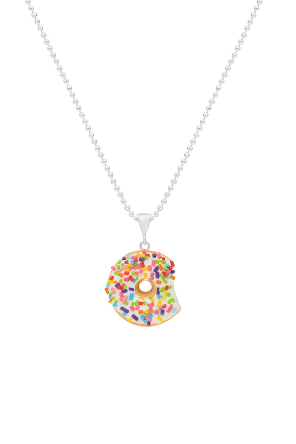 Donut Gümüş Kolye - Beyaz Sprinkle / Donut Silver Necklace - White Sprinkle