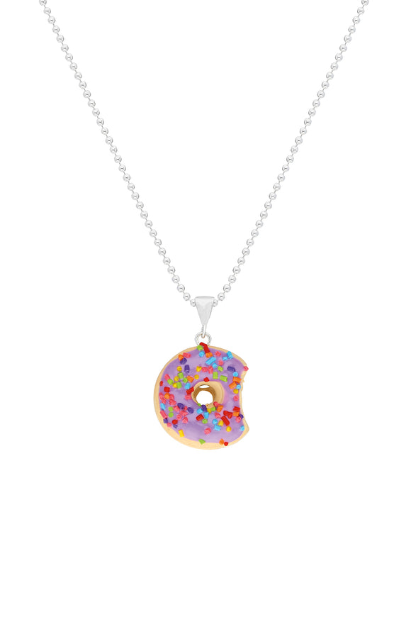 Donut Gümüş Kolye - Mor Sprinkle / Donut Silver Necklace - Purple Sprinkle