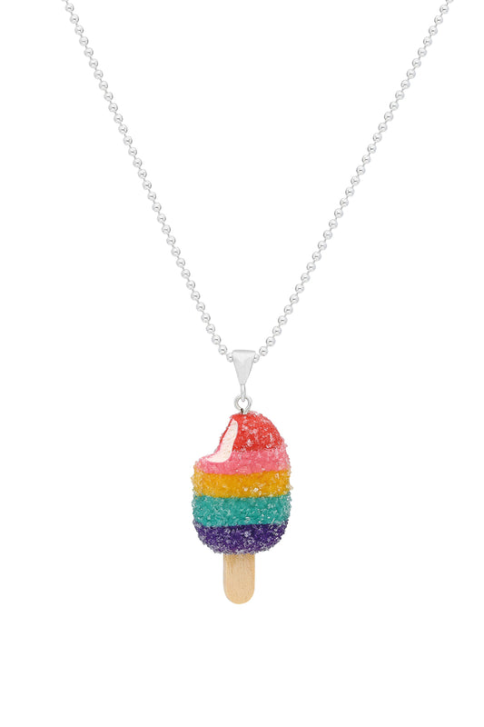 Ice Lollie Gümüş Kolye - Buzlu Rainbow