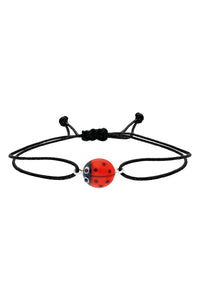 Cam Uğur Böceği Bileklik - Siyah / Ladybird Bracelet - Black