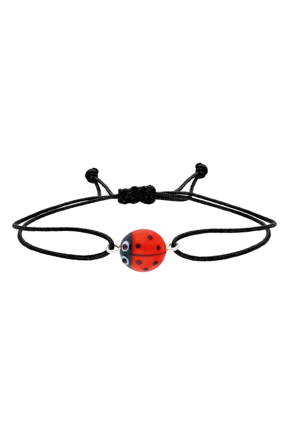 Cam Uğur Böceği Bileklik - Siyah / Ladybird Bracelet - Black